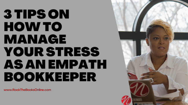 Manage stress as an empath woman with blonde hair and laptop