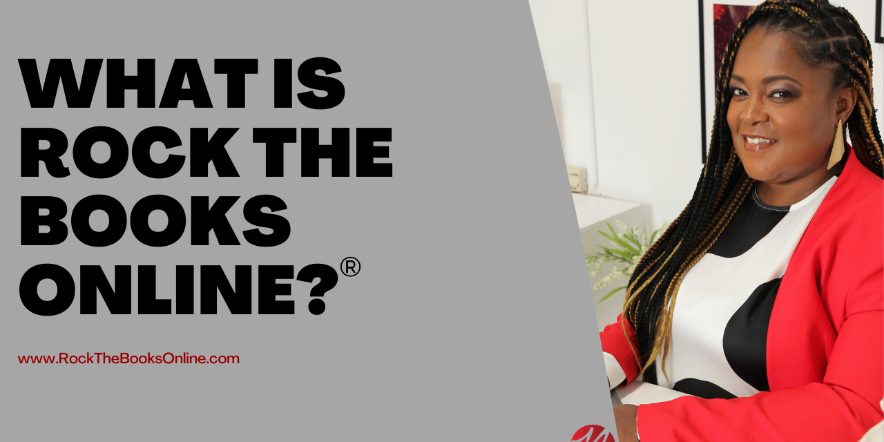 What is Rock the Books Online Woman with braids in red blazer; What is Rock the Books Online